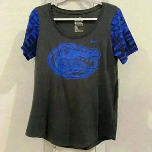 NWT NIKE Florida gators short sleeve top Sz M in charcoal gray/blue. Hard find